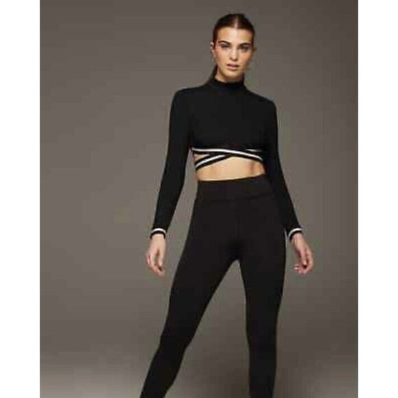 Michi‎ Black Apex Ribbed Long Sleeve Top-S - Picture 1 of 9